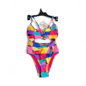 No Boundaries Size‎ XXS Geometric Cutout One-Piece Swimsuit